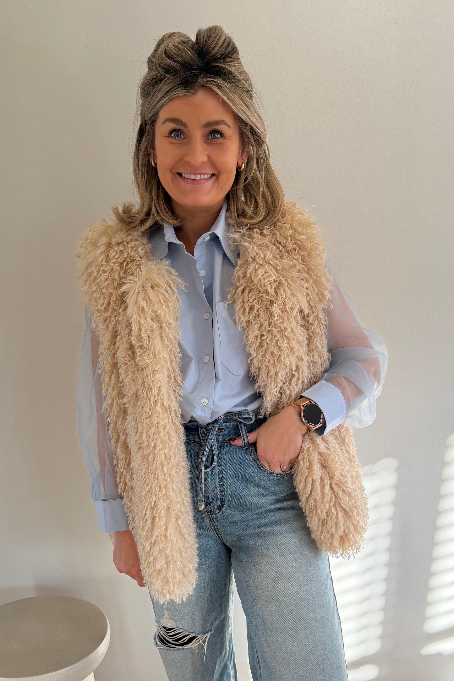 Organza sleeve blouse