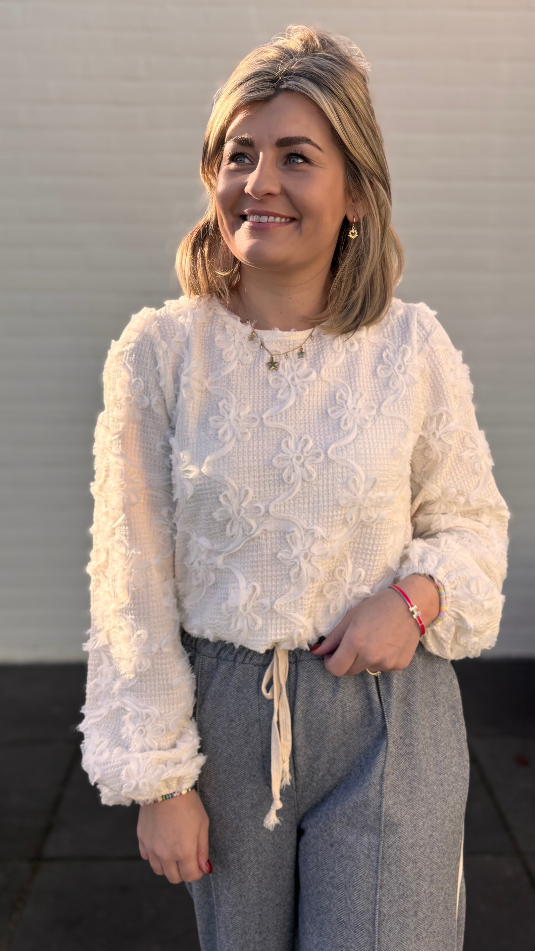 Ivory bloom blouse
