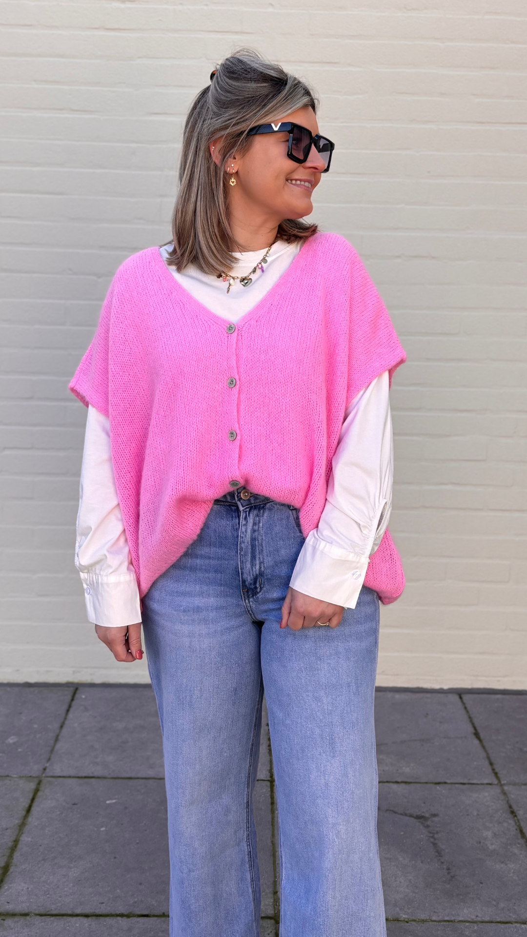 Pink mohair vest