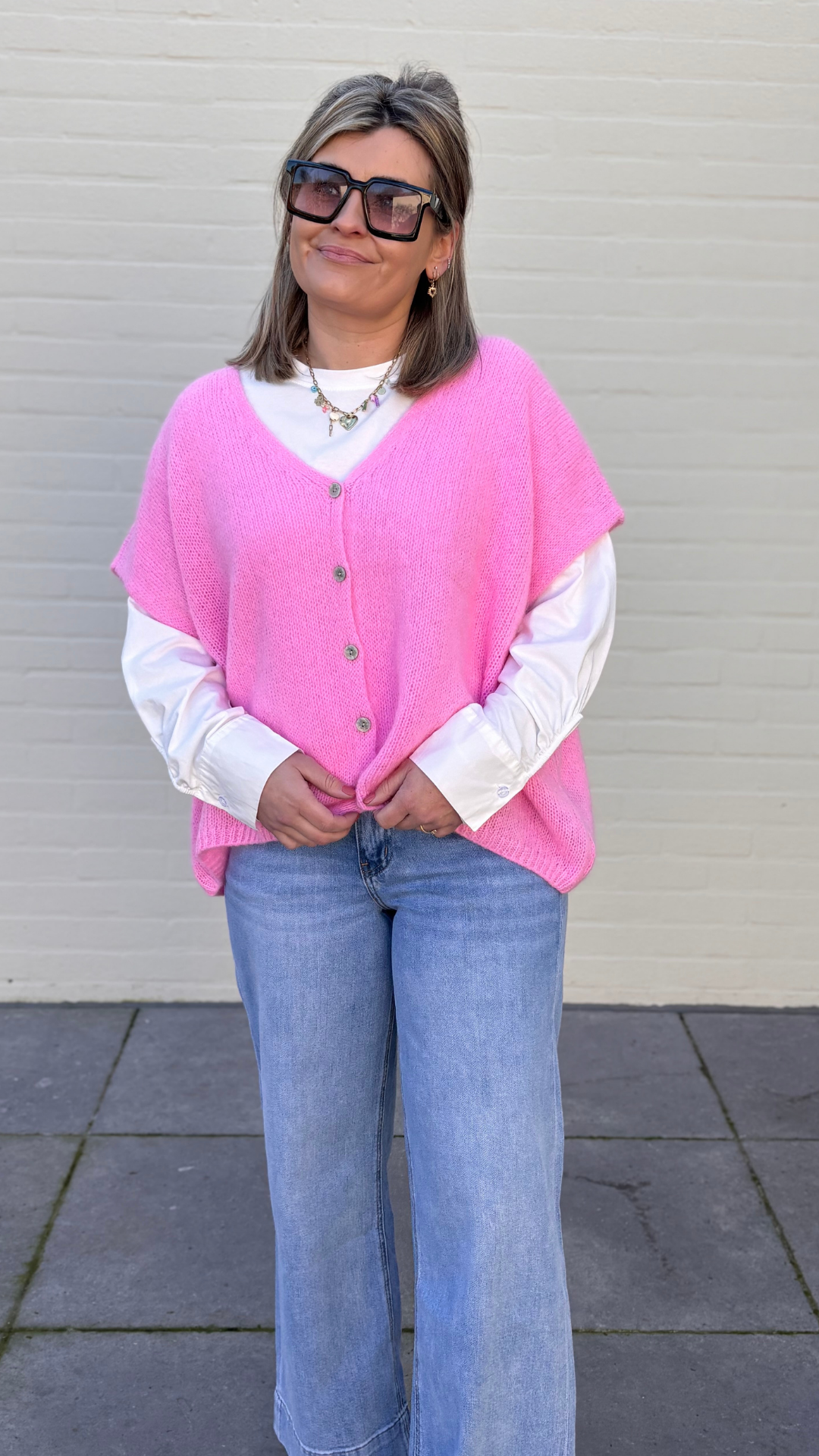 Pink mohair vest