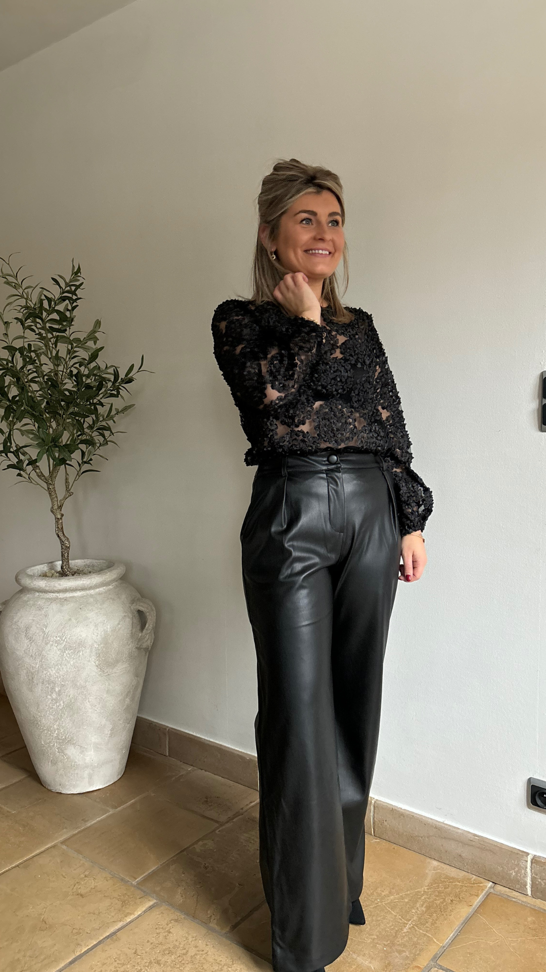 Black leather pants