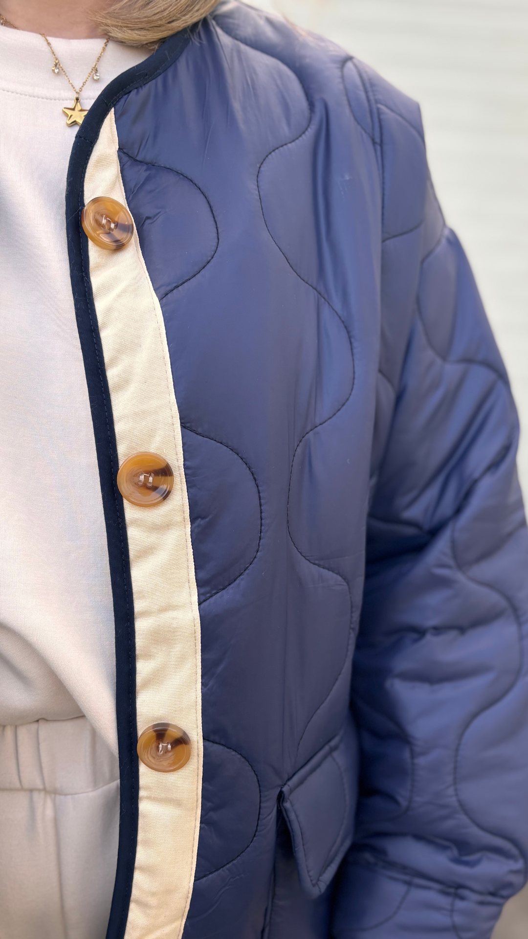 Blue jacket ecru trim
