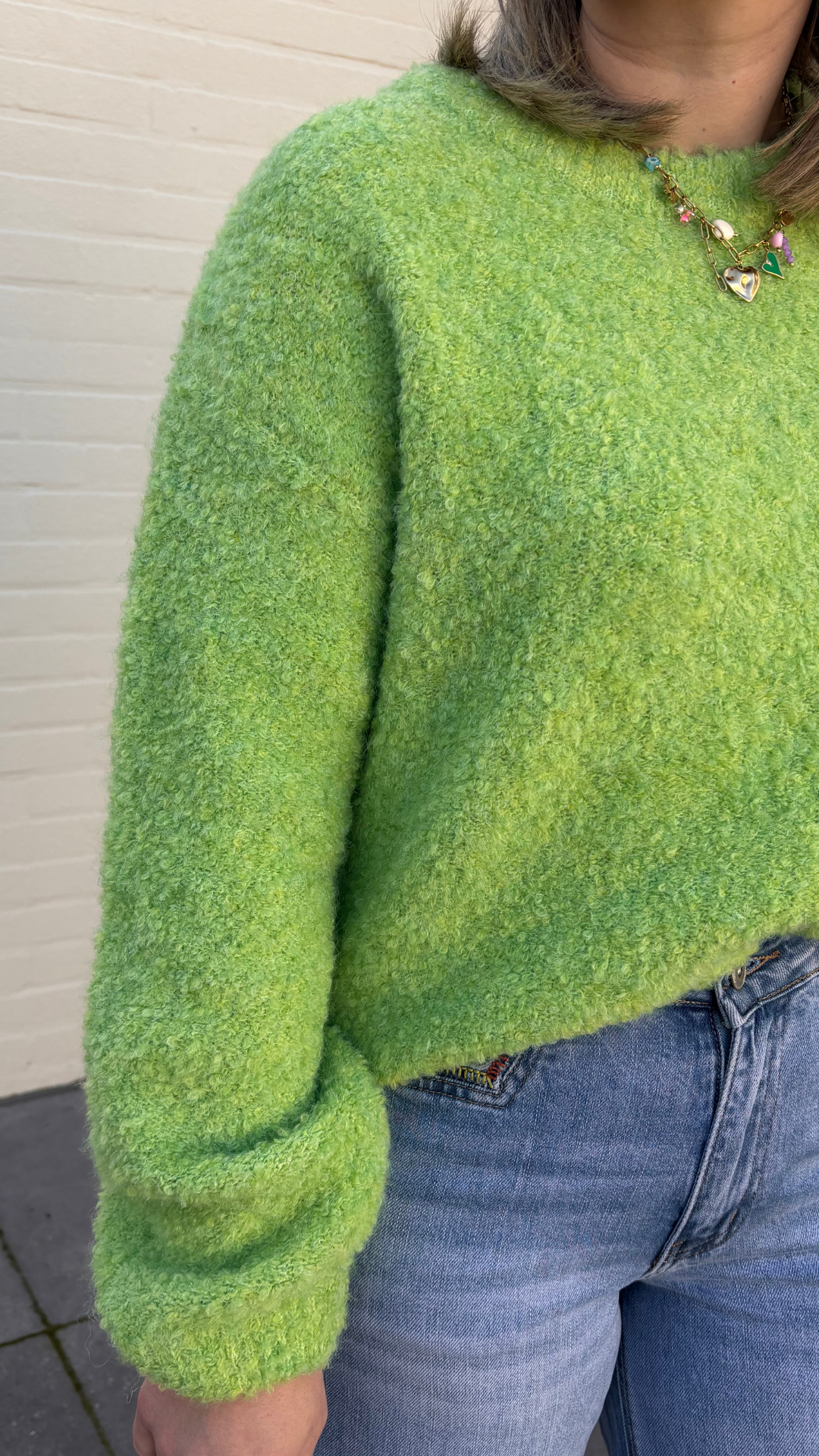 Green bouclé knit