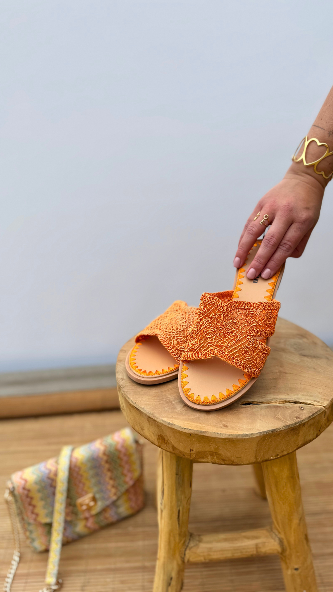 Macramour Oranje slipper