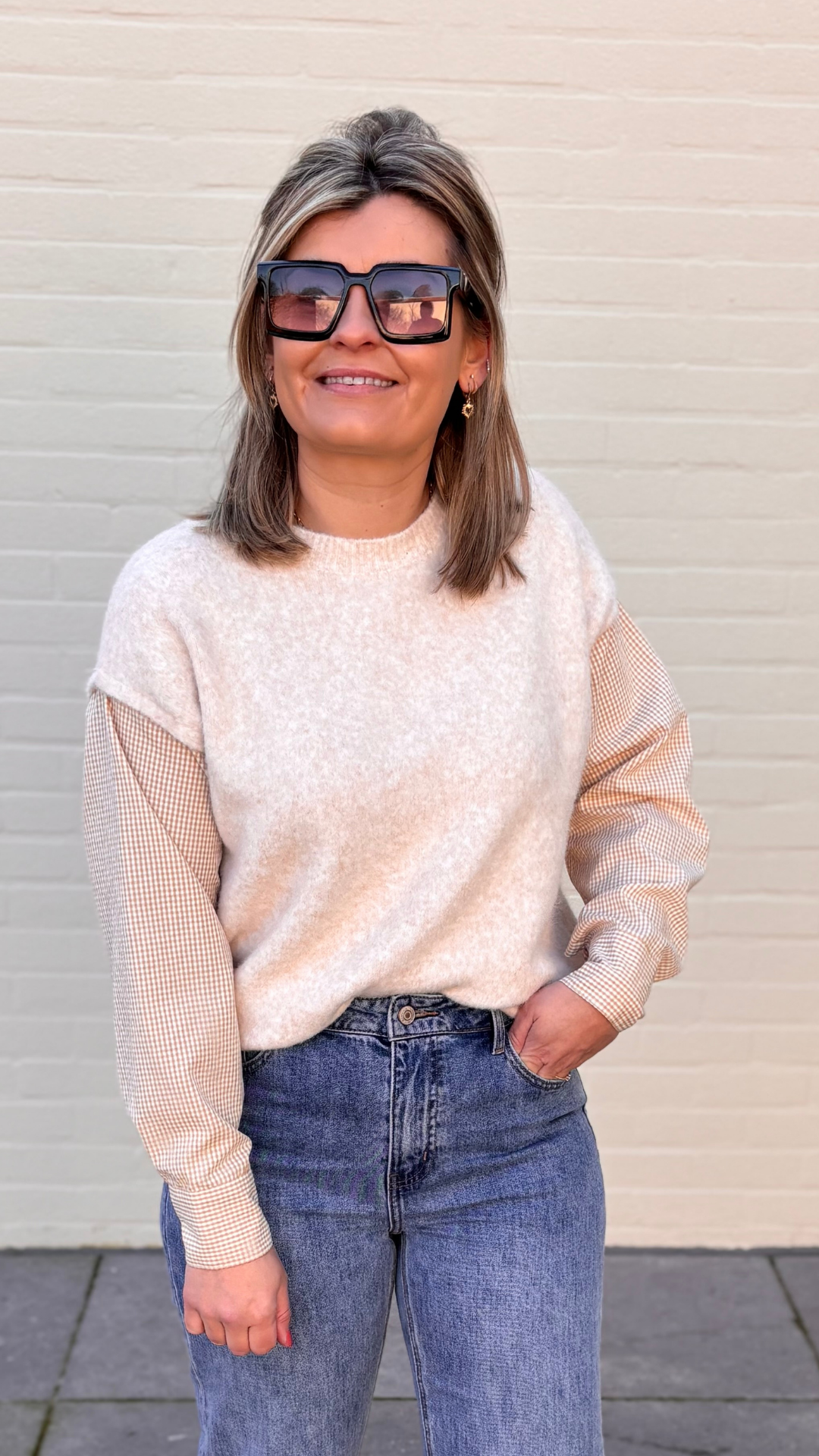 Blouse knit beige