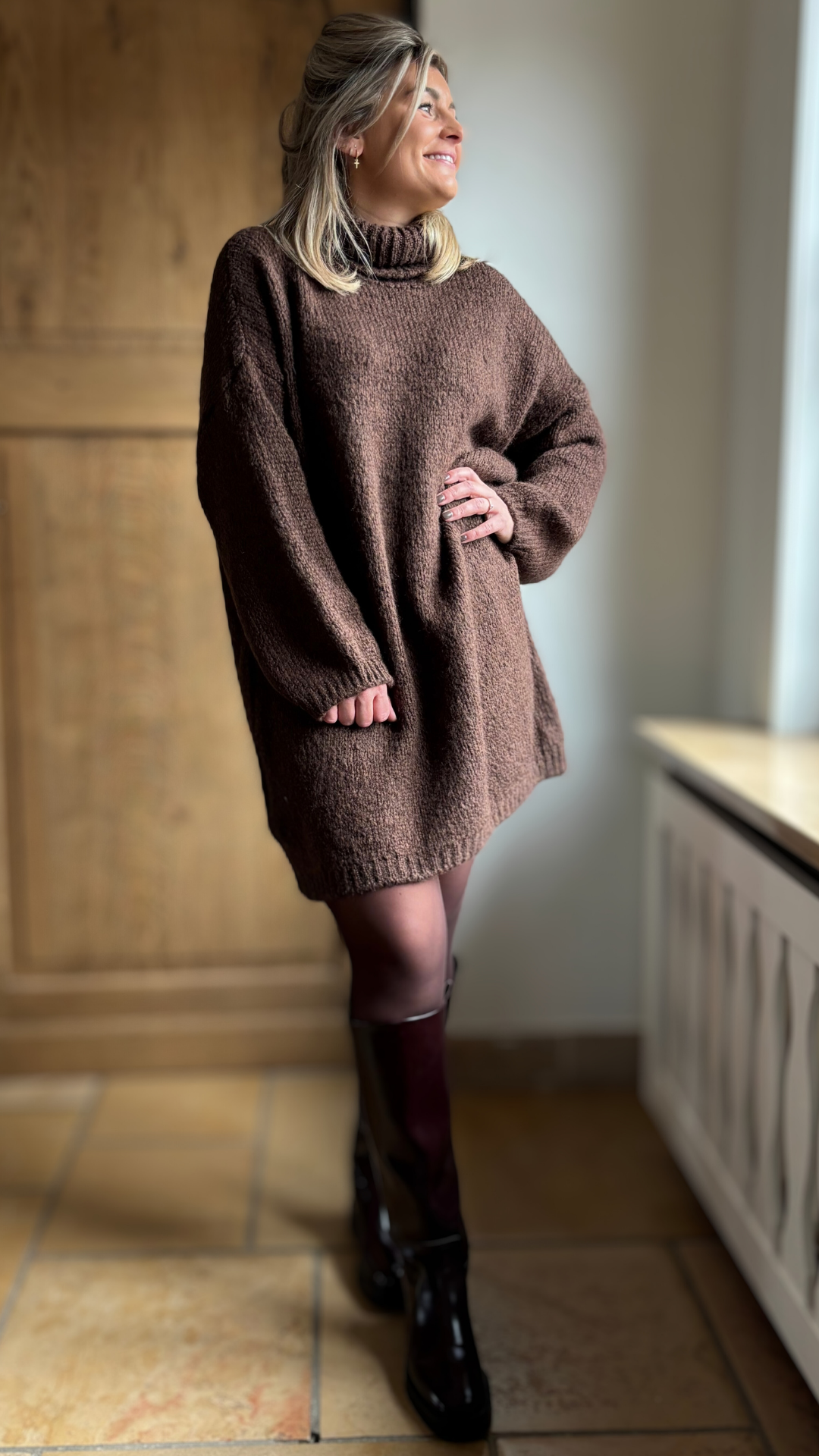 Chocolate knit dress