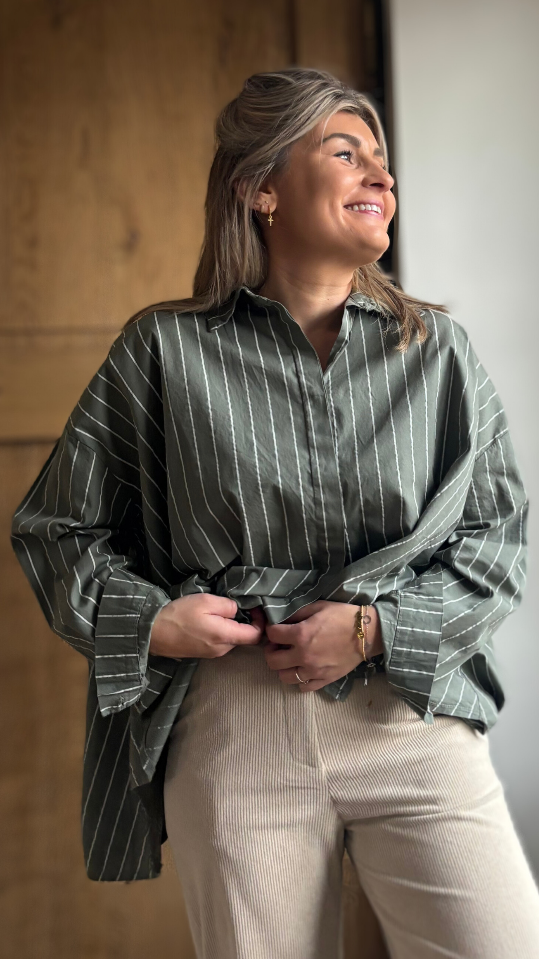 Kaki striped shirt