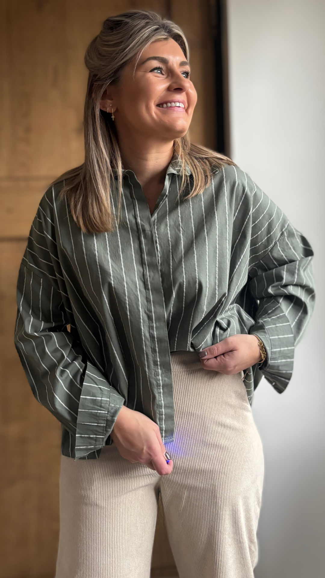 Kaki striped shirt