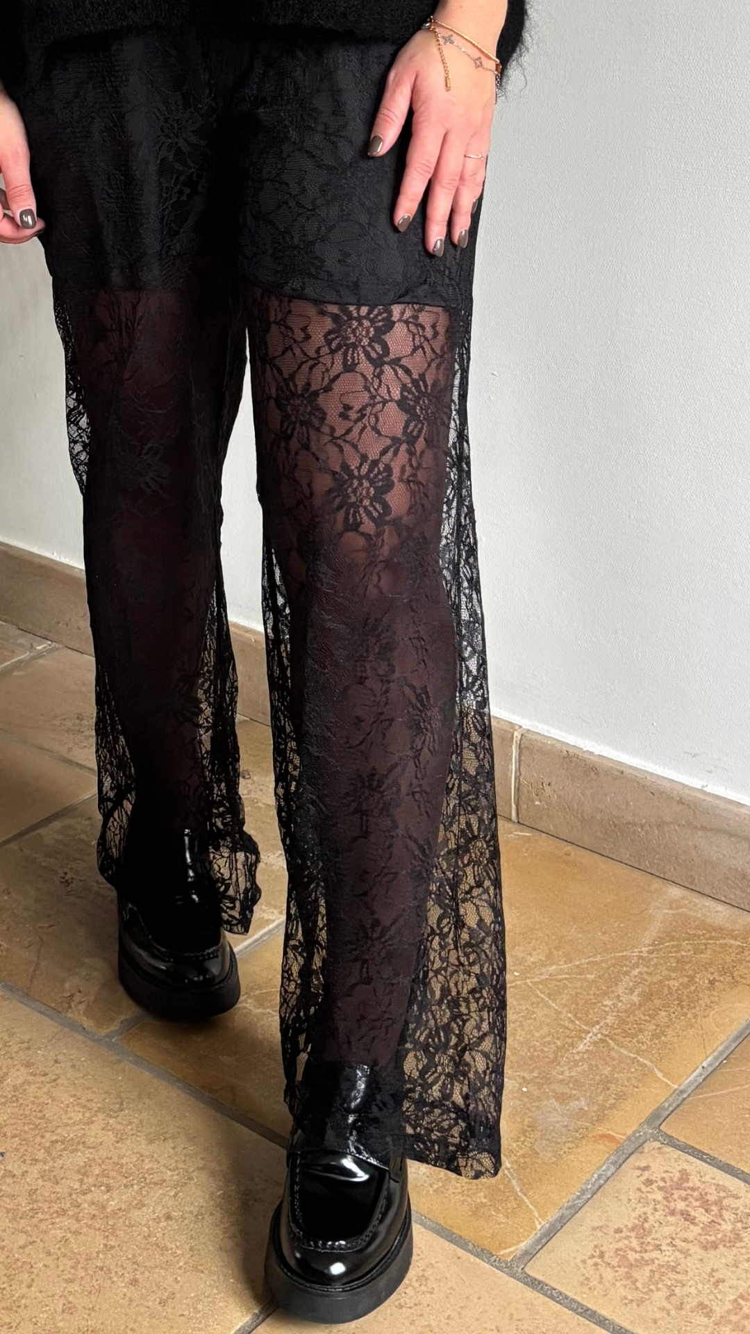 Lace pants black