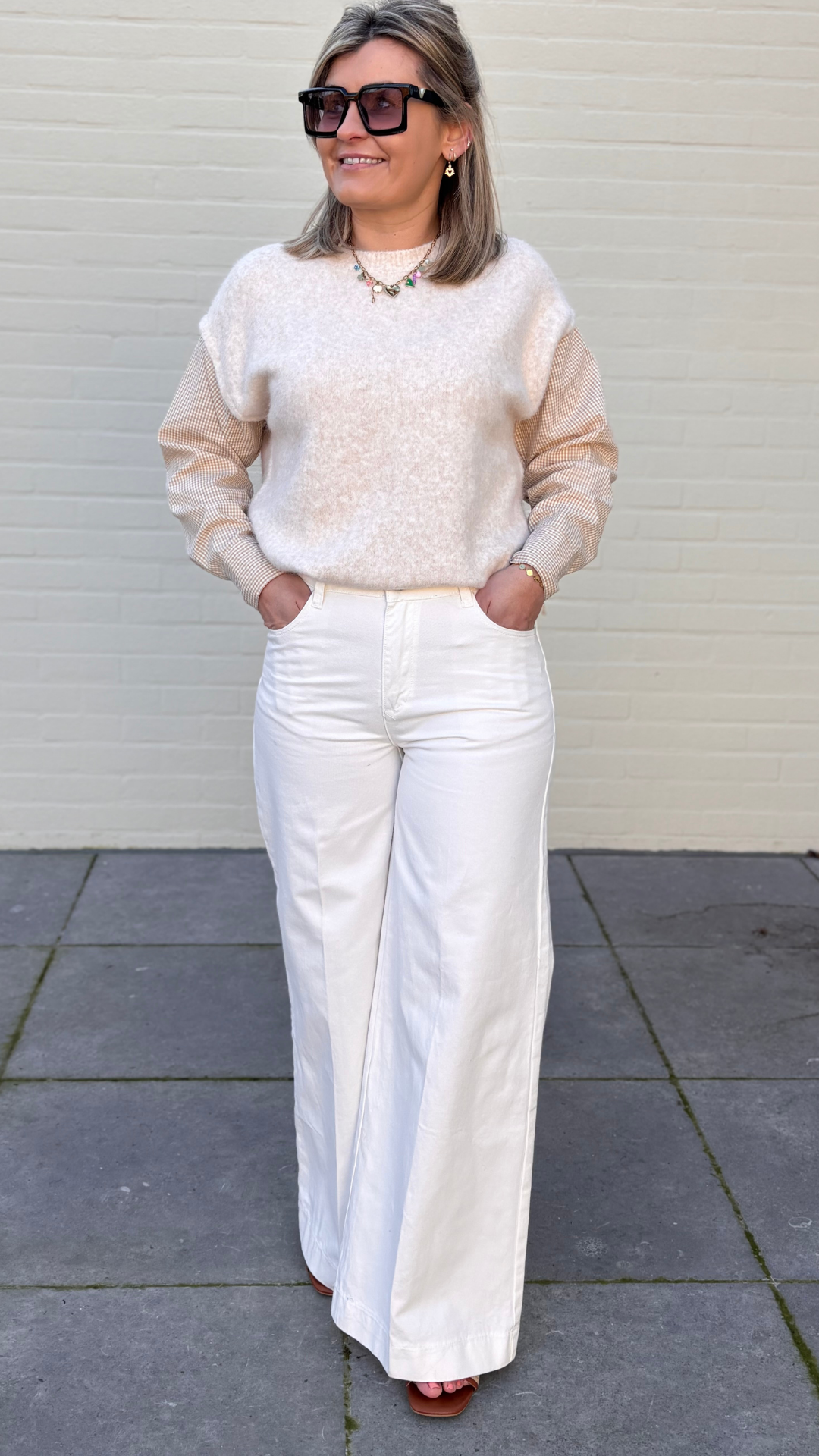 White palazzo jeans