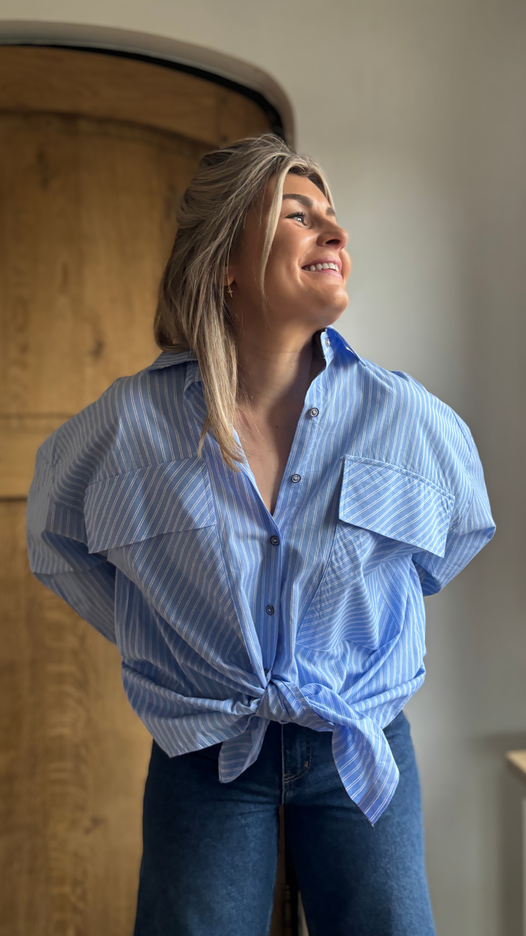 Blue striped shirt