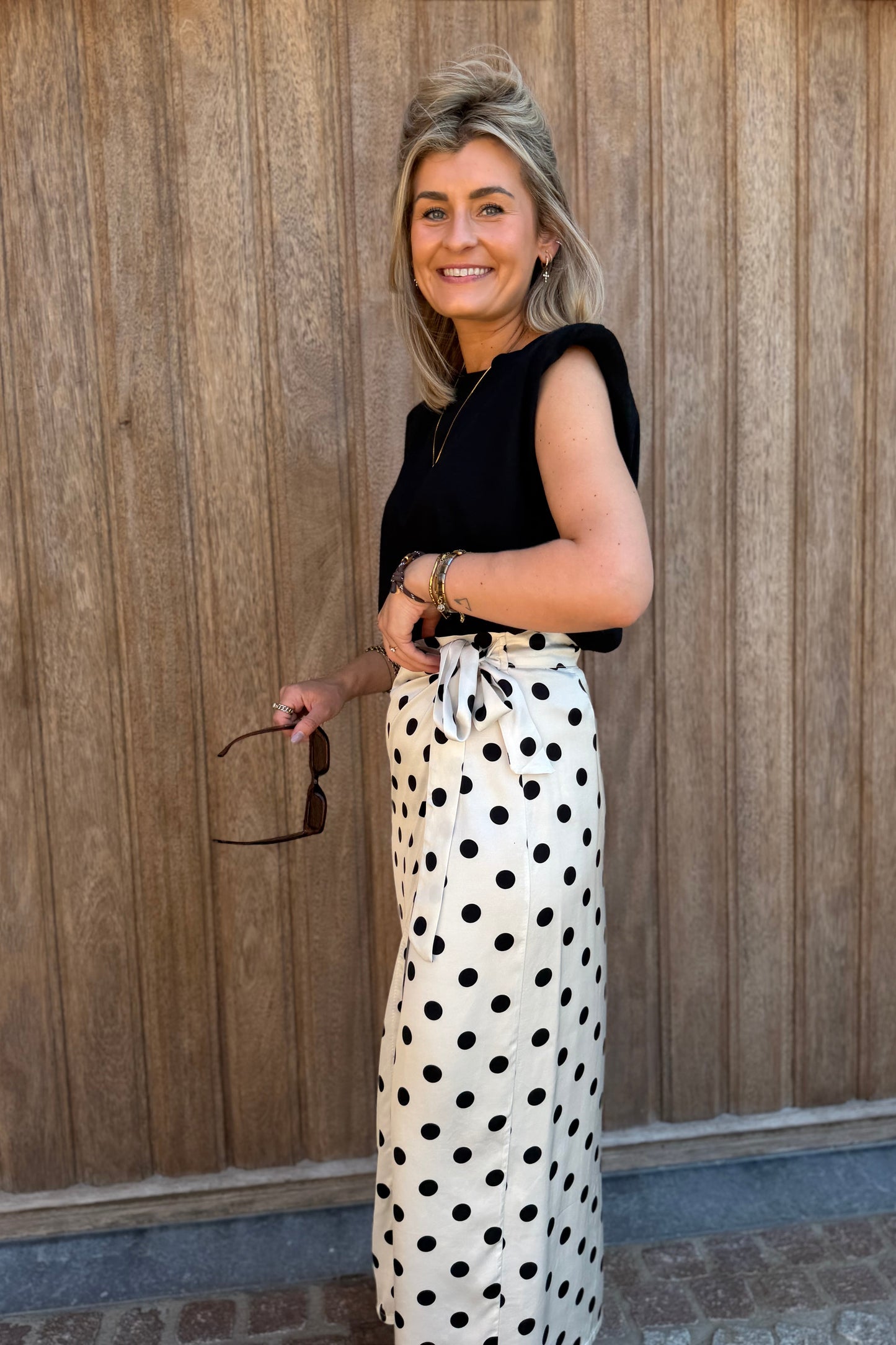Satin Polka Dot maxi skirt