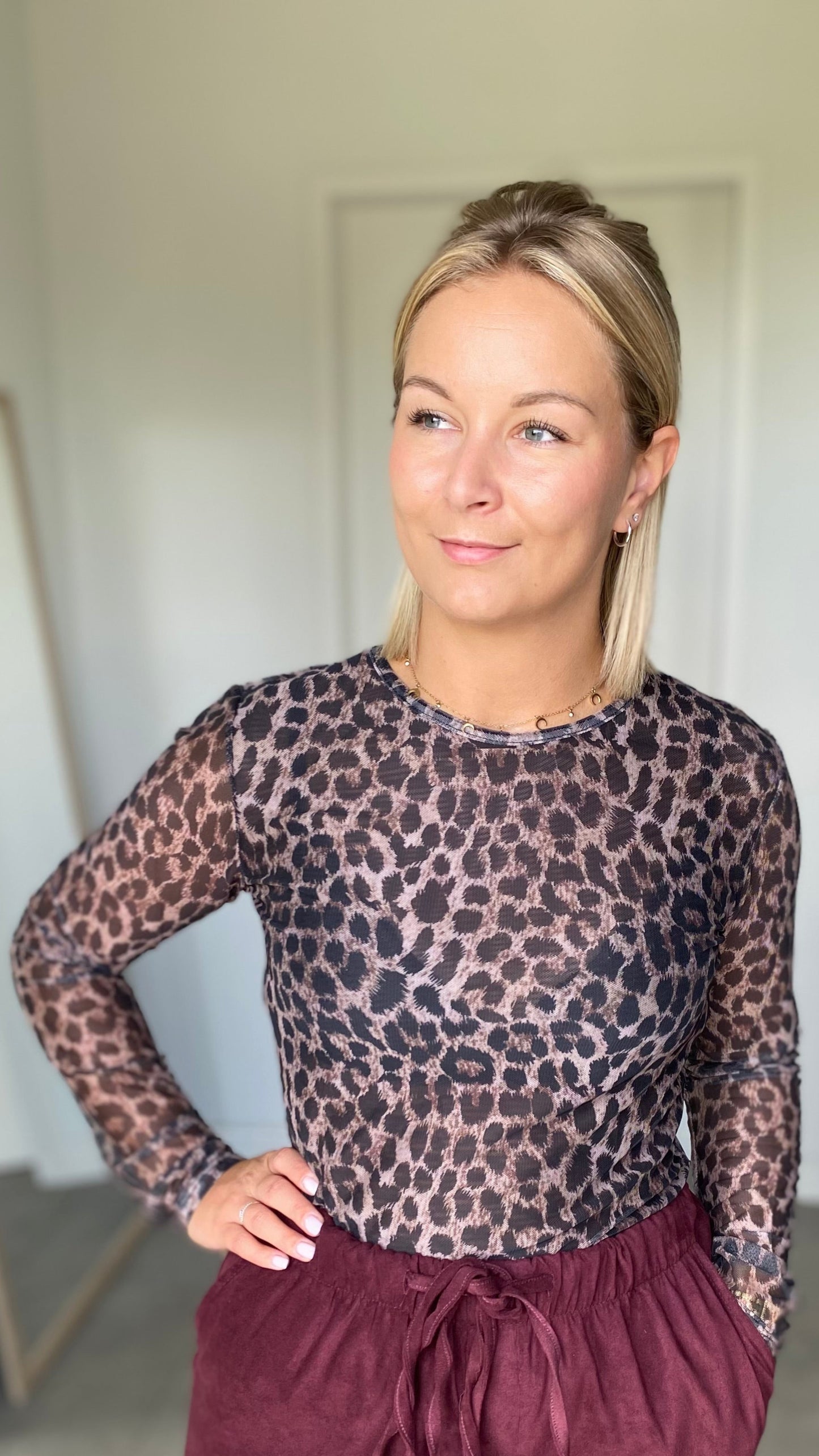 Leopard mesh top