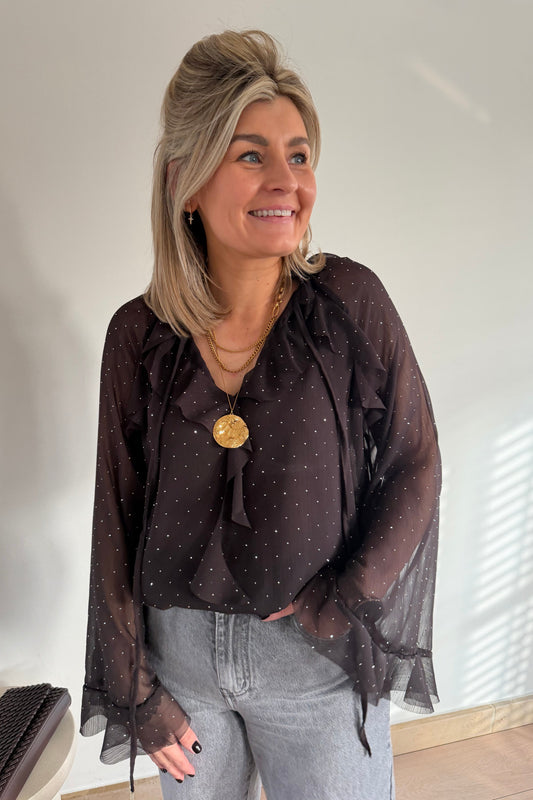 Strass Blouse Brown