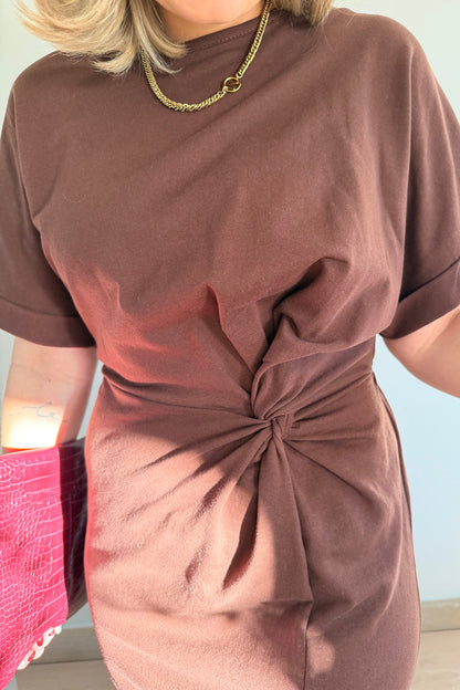 Knot T-shirt dress Brown