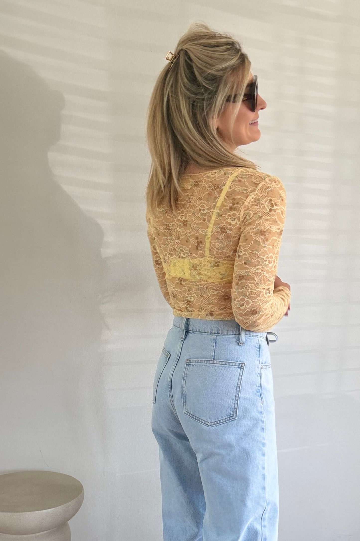 Ivar lace top Geel