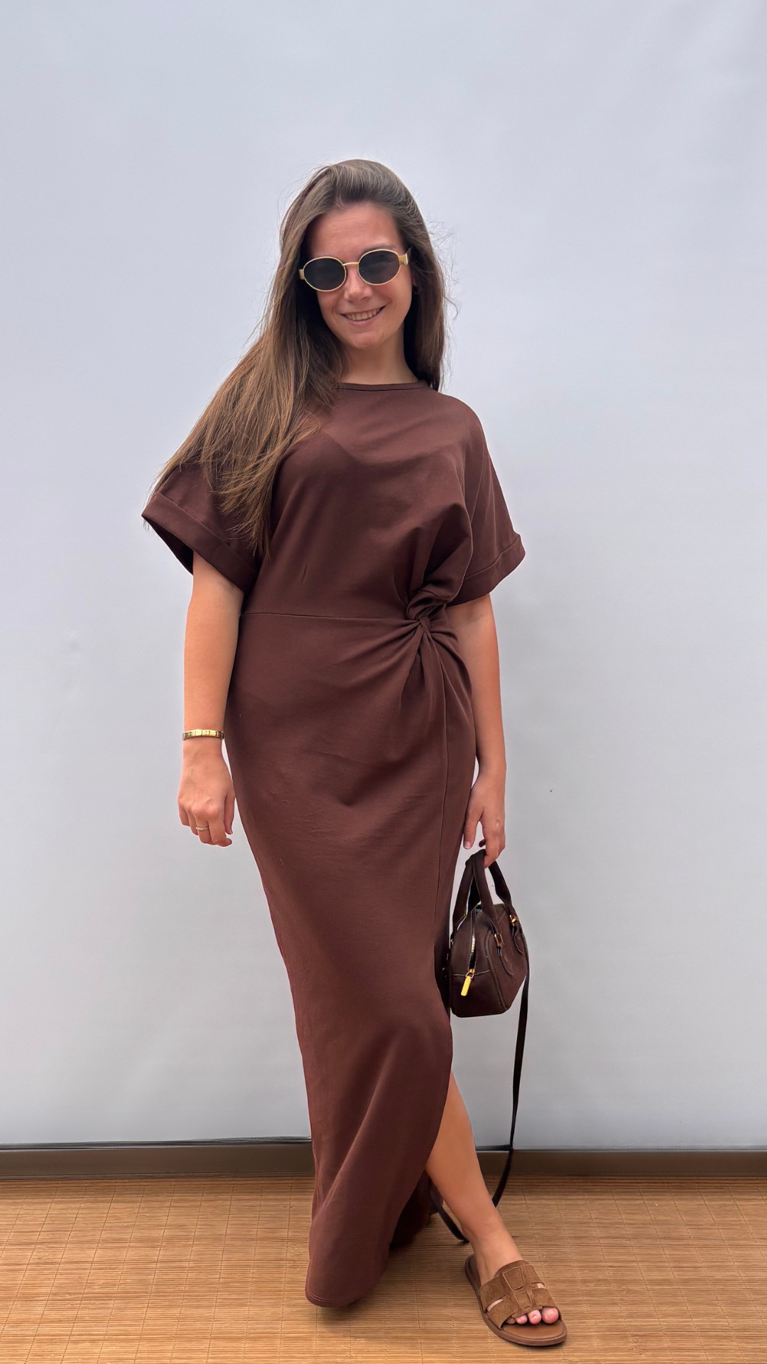 Knot T-shirt dress Brown