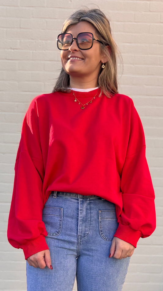 White collar sweater red