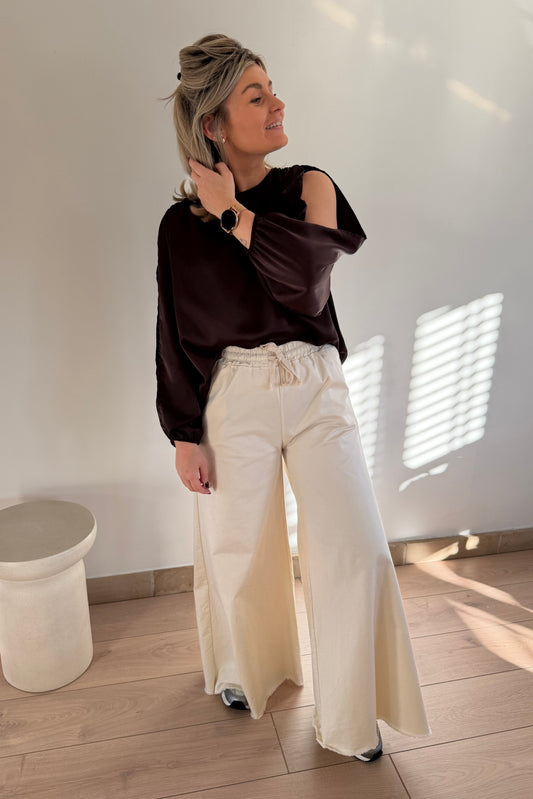 Cream Wide pants