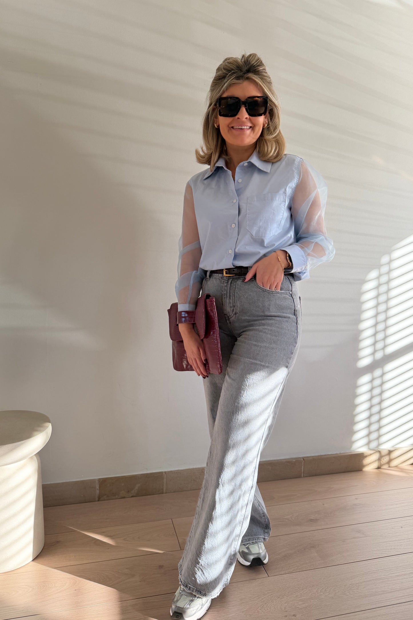 Organza sleeve blouse