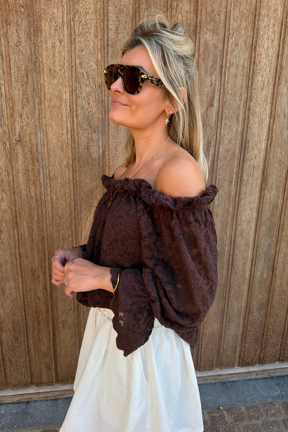 Lumi Lace top bruin