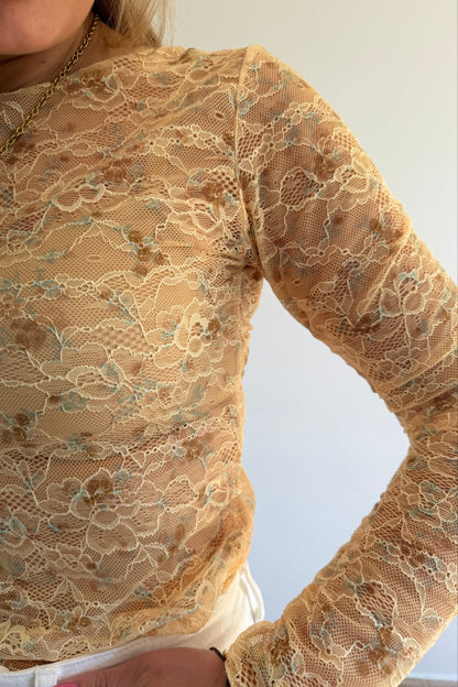 Ivar lace top Geel