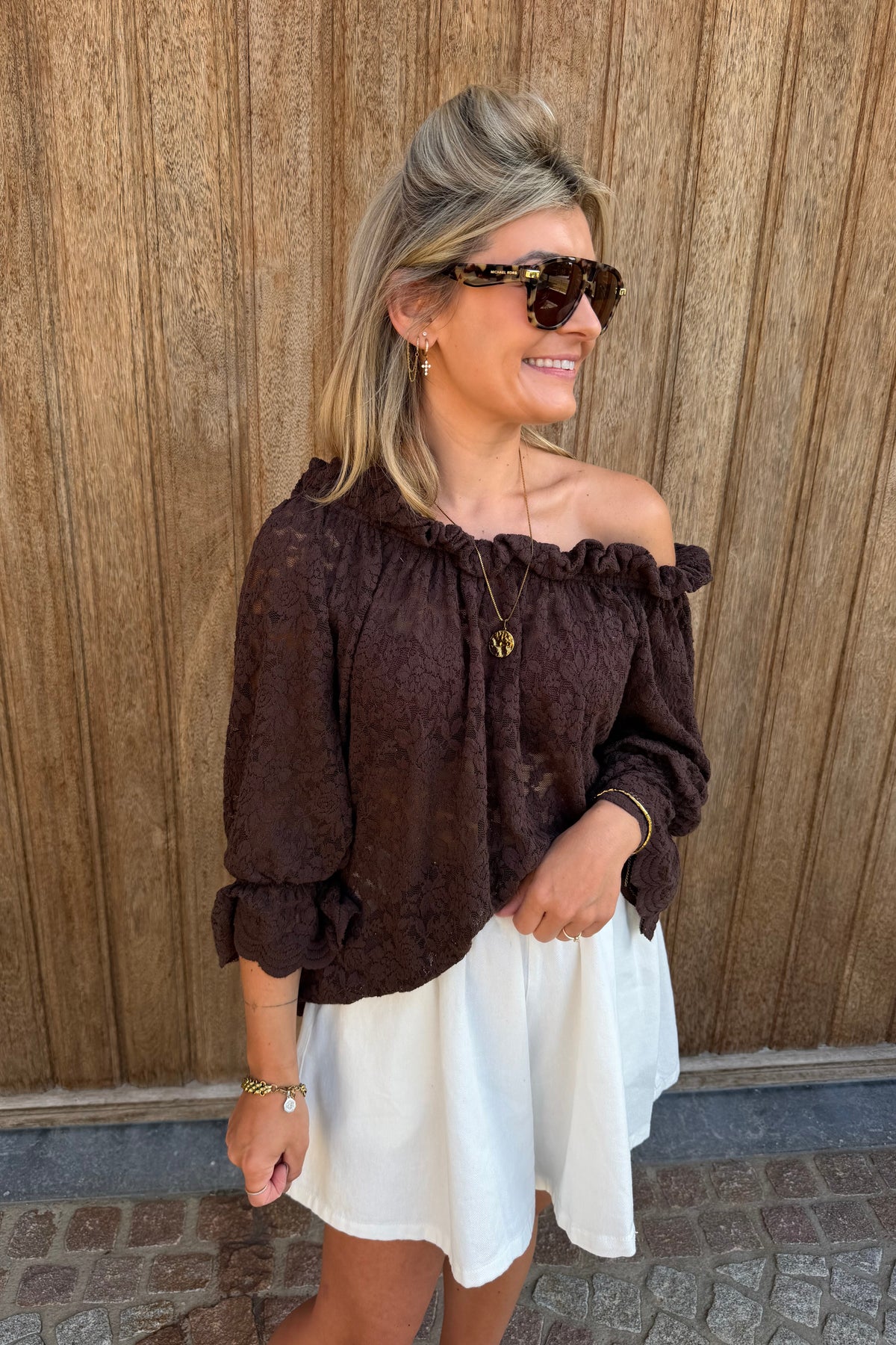 Lumi Lace top bruin