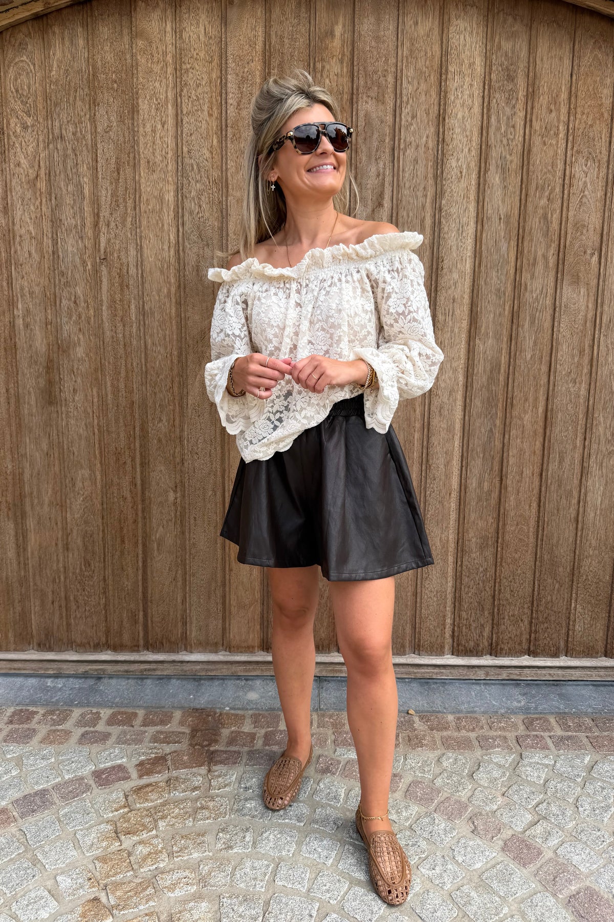 Lumi Lace top Ecru