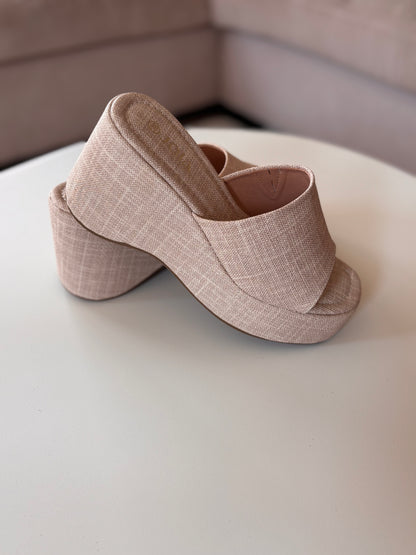 Linen Platform Mule