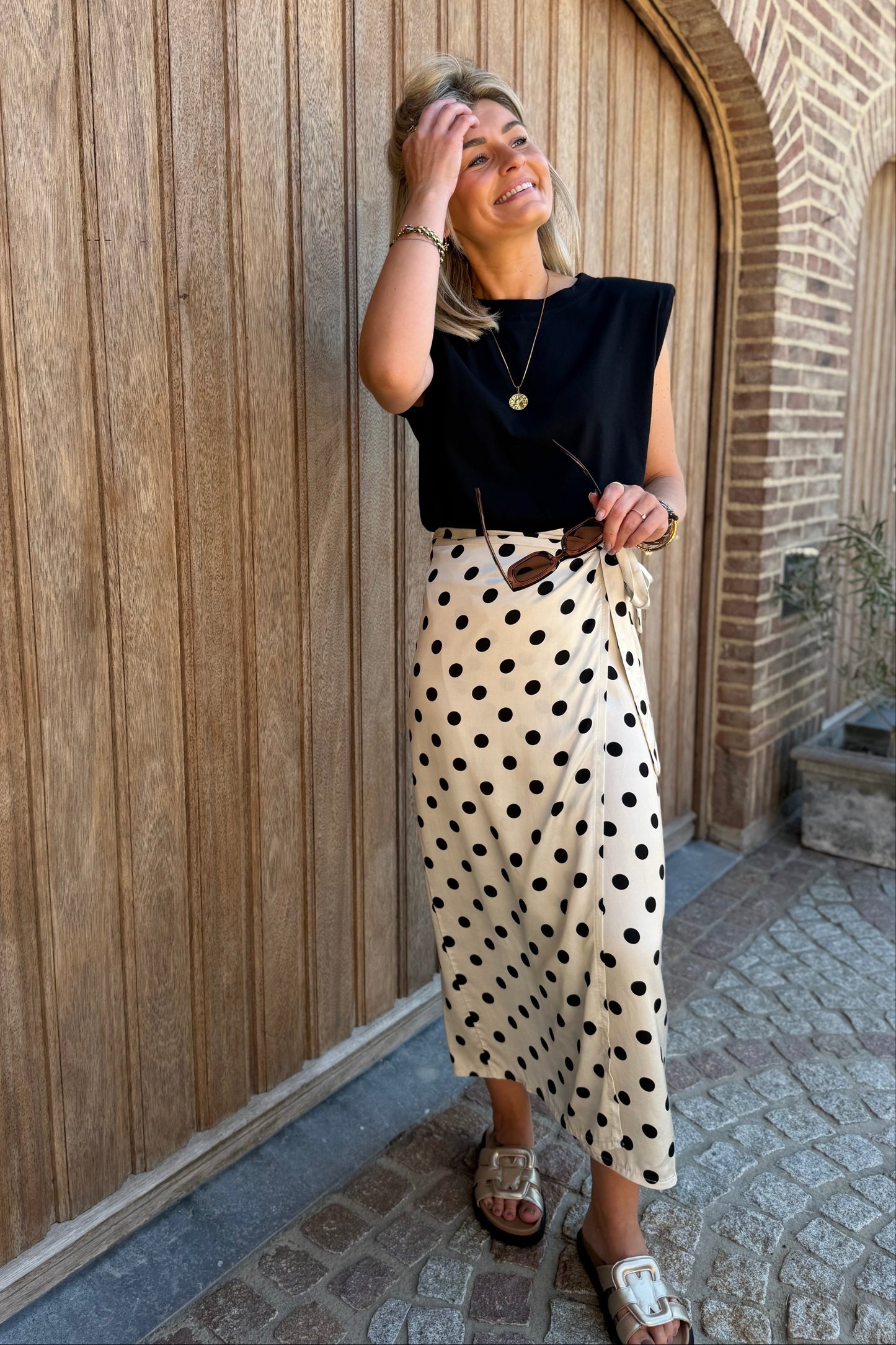 Satin Polka Dot maxi skirt