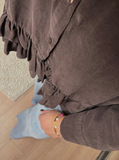 Ruffle Blouse (Donkerbruin)
