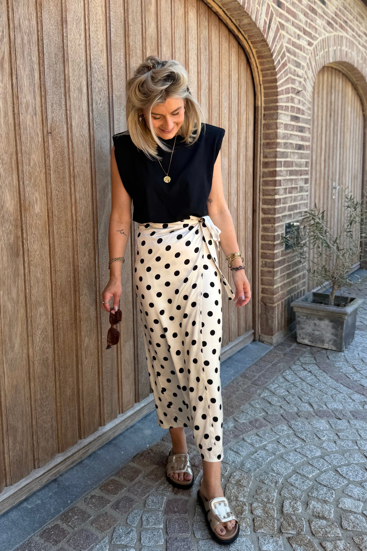 Satin Polka Dot maxi skirt