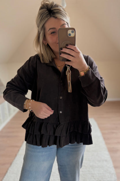 Ruffle Blouse (Donkerbruin)