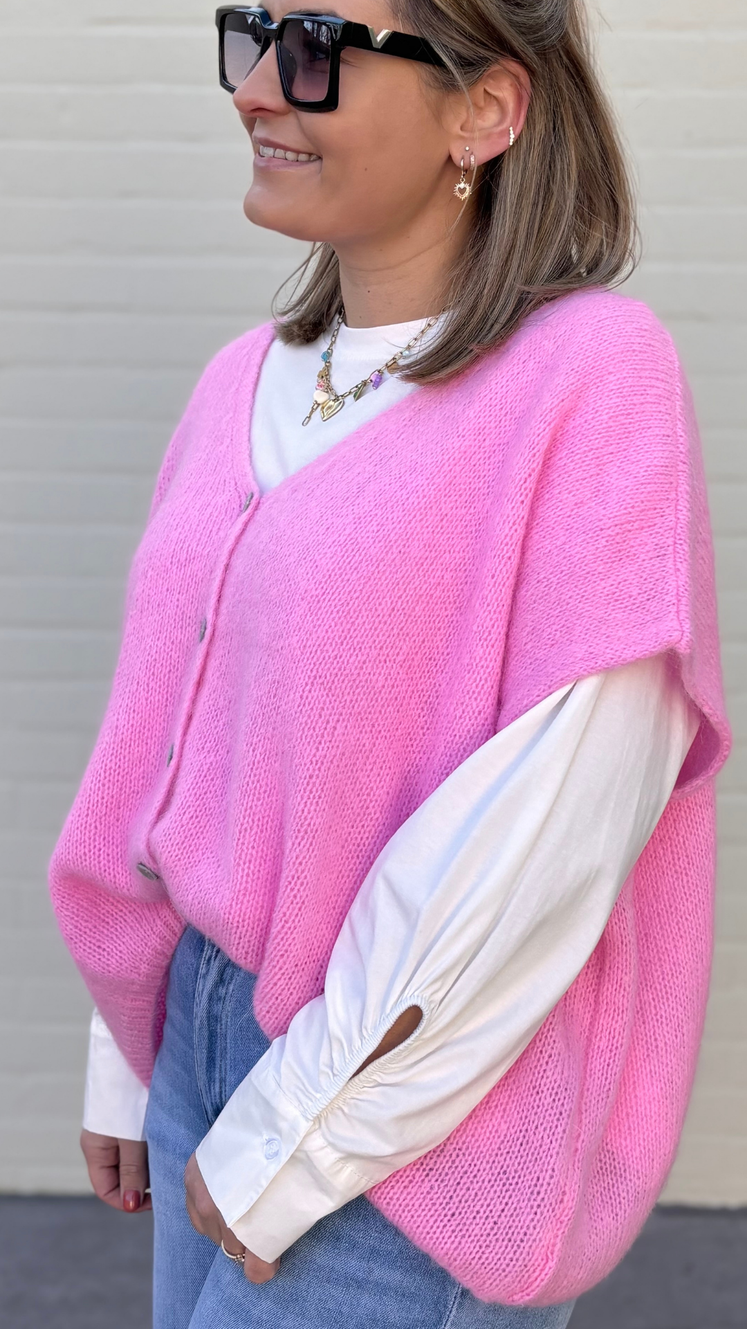 Pink mohair vest