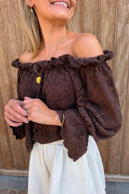 Lumi Lace top bruin