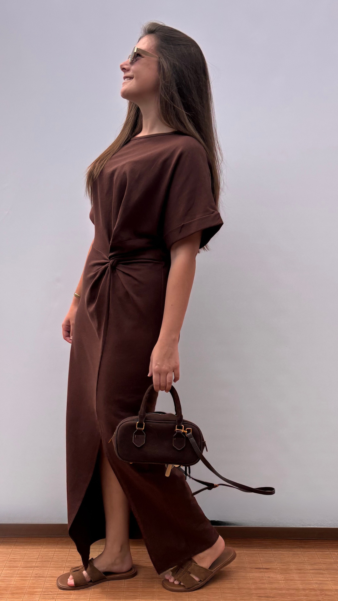 Knot T-shirt dress Brown