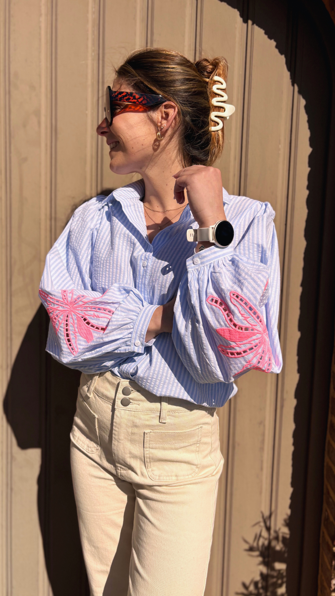 Blouse neon palms