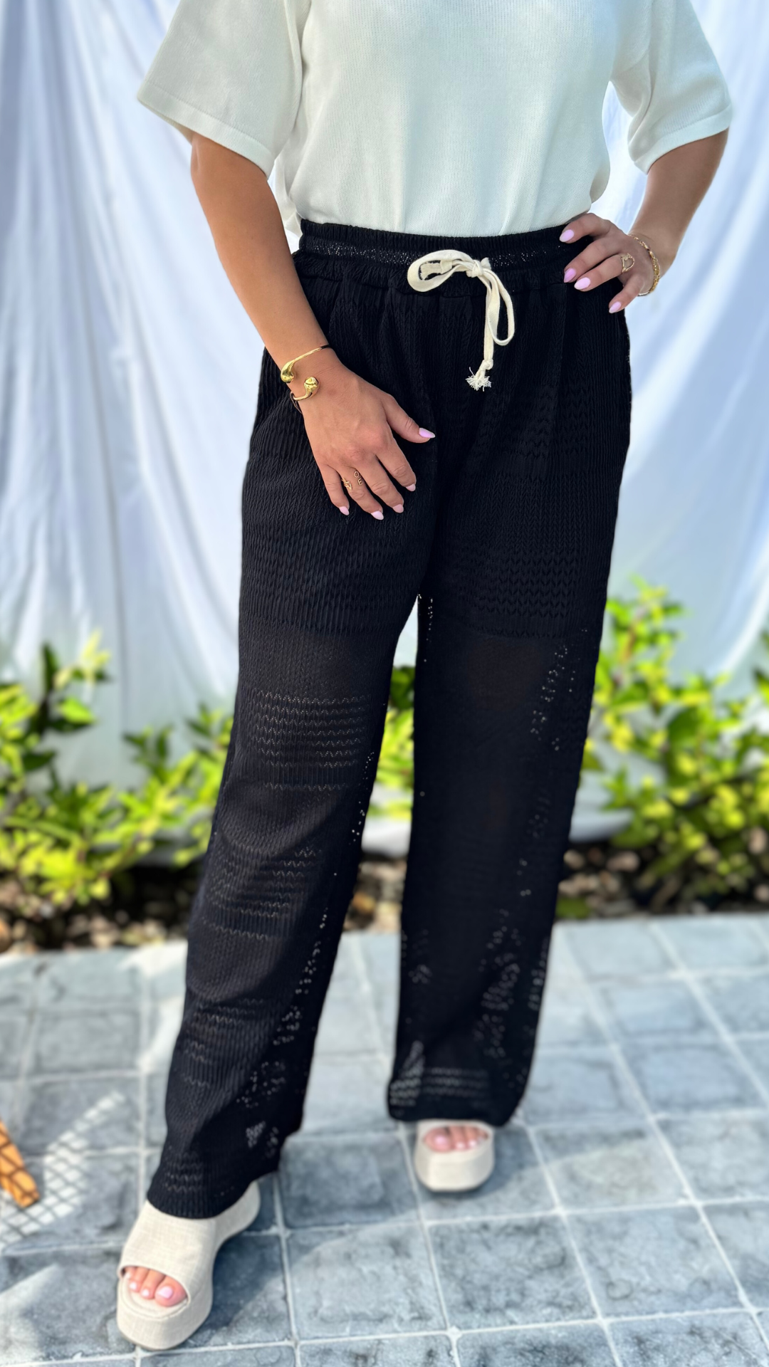 Black Crochet  Pants