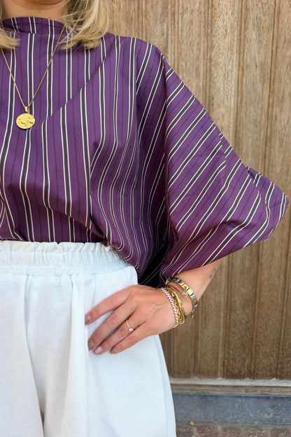 Isya gestreepte blouse bordeaux