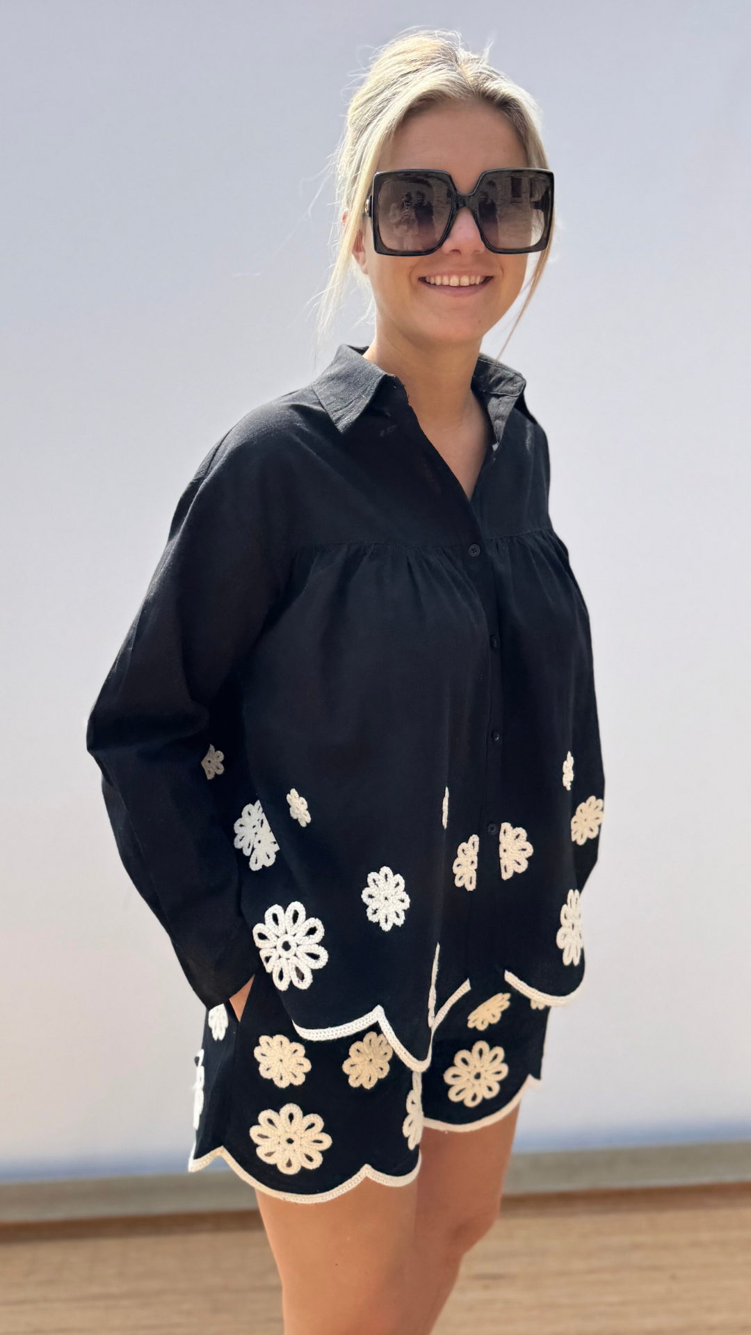 Black broderie Set