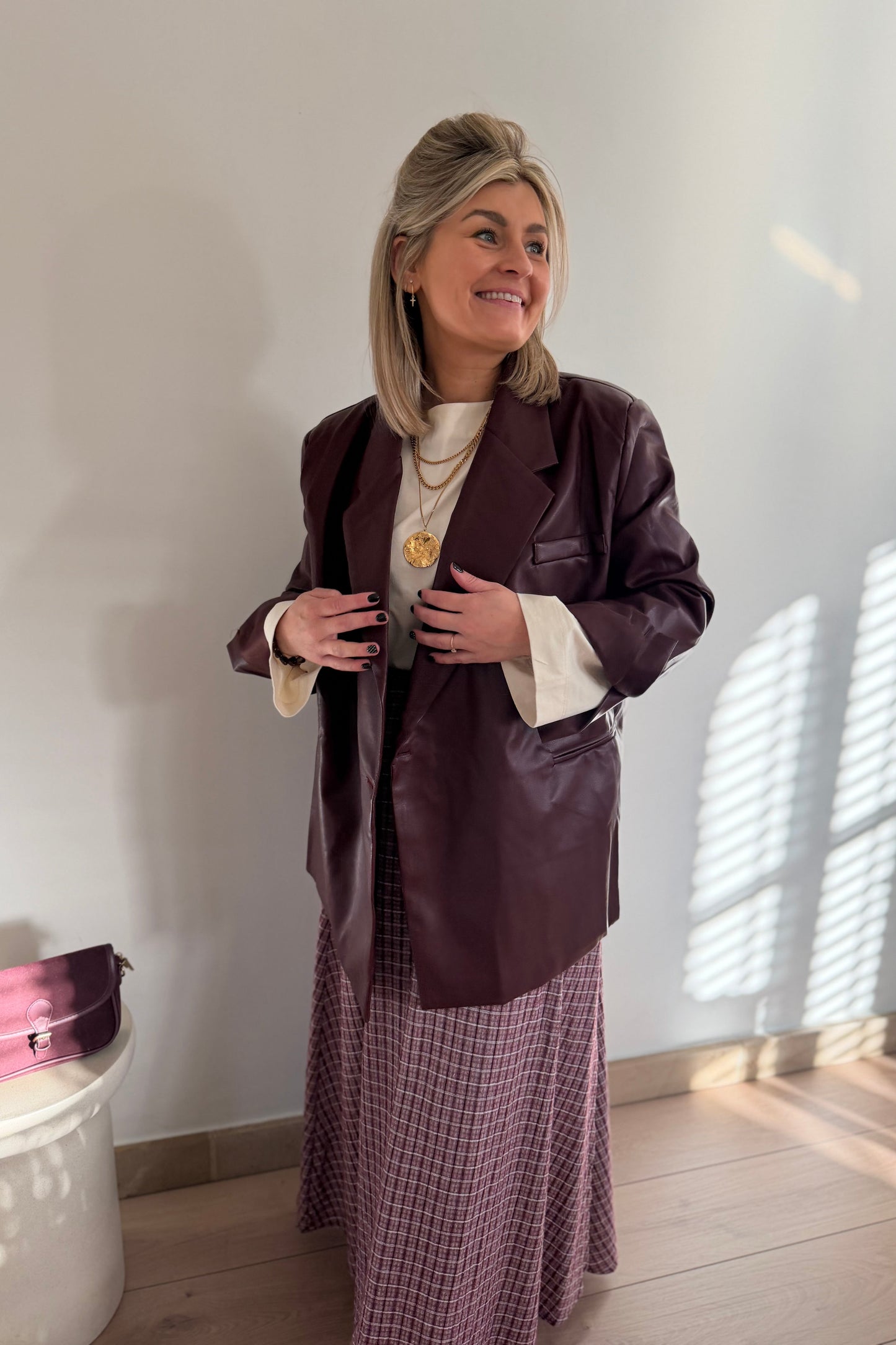 Burgundy leatherlook blazer