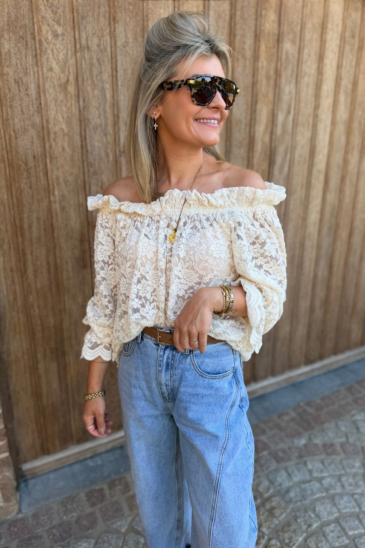 Lumi Lace top Ecru