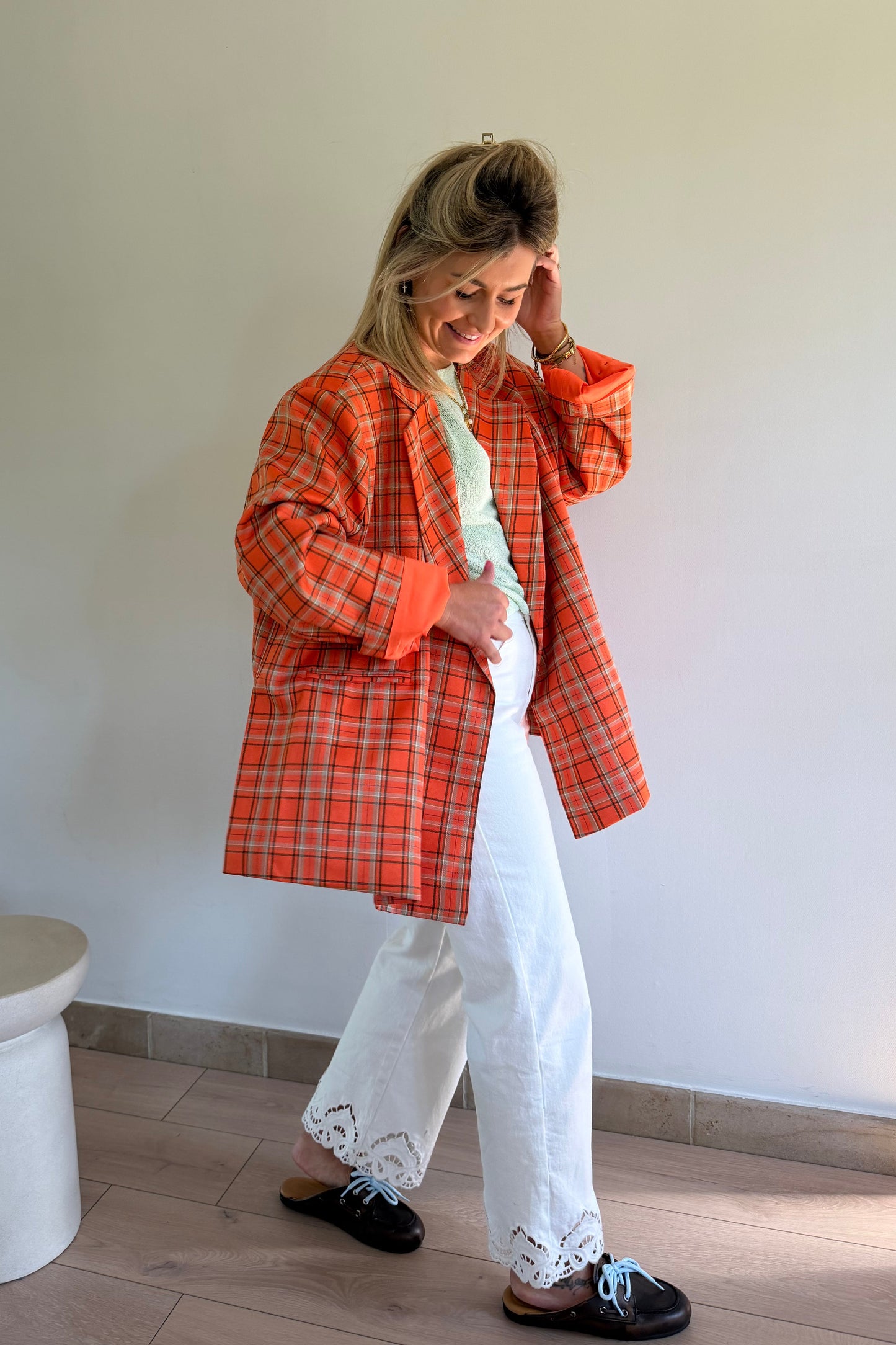 Jasmin Blazer oranje-ecru