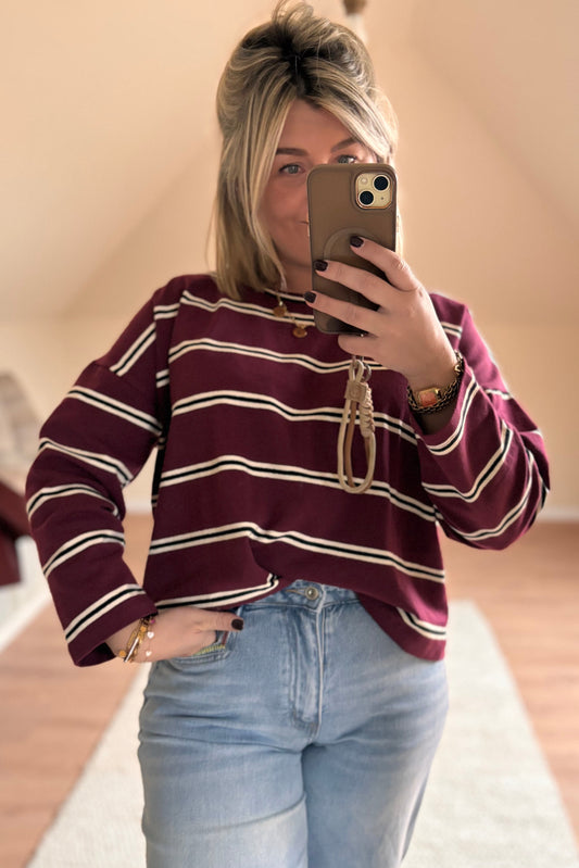 Burgundy stripe Tee
