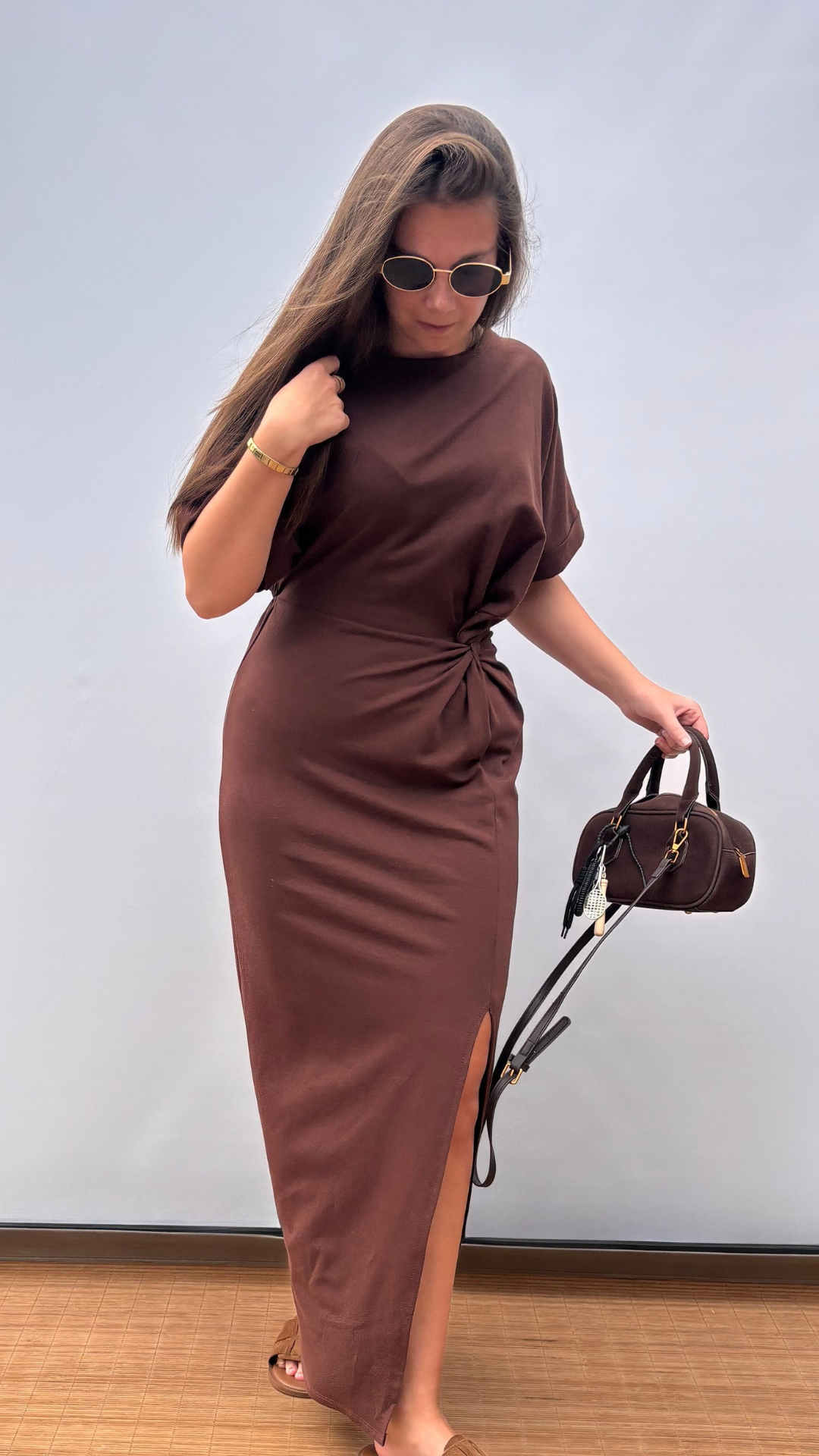 Knot T-shirt dress Brown