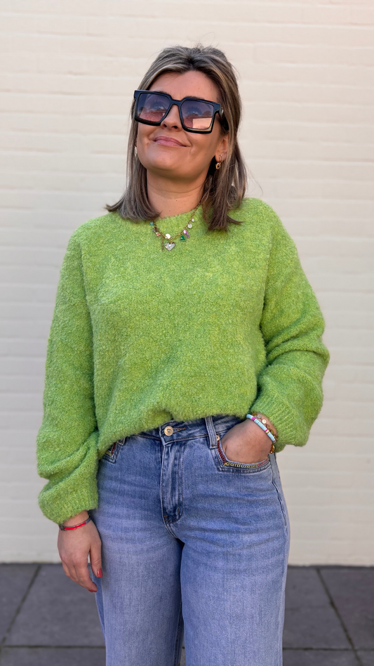 Green bouclé knit