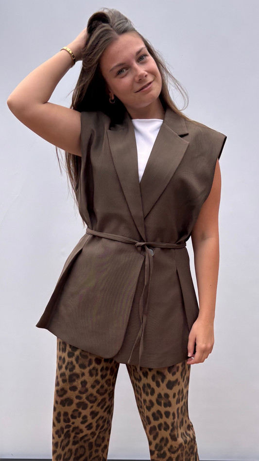 Sleeveless blazer brown