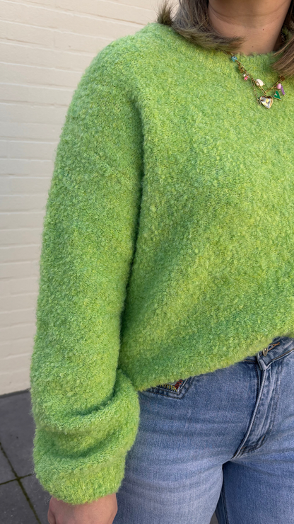 Green bouclé knit