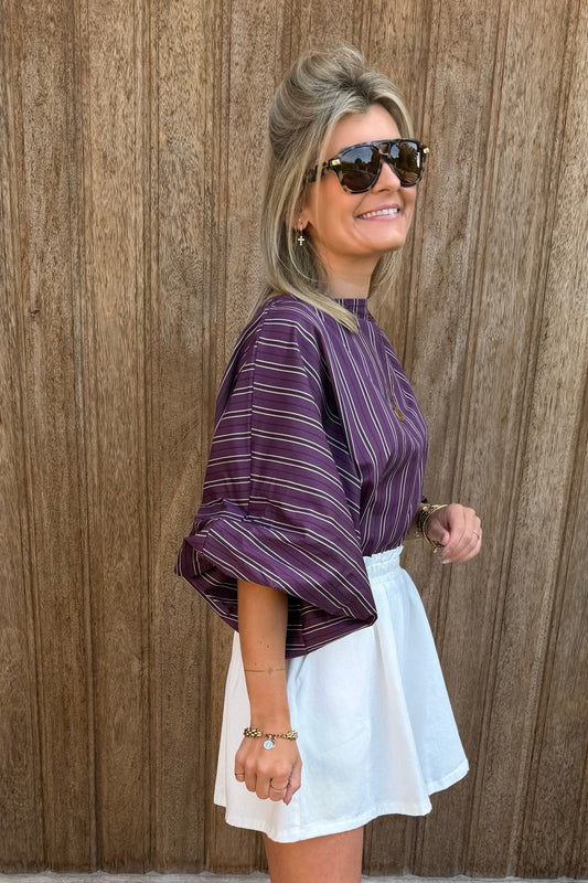 Isya gestreepte blouse bordeaux
