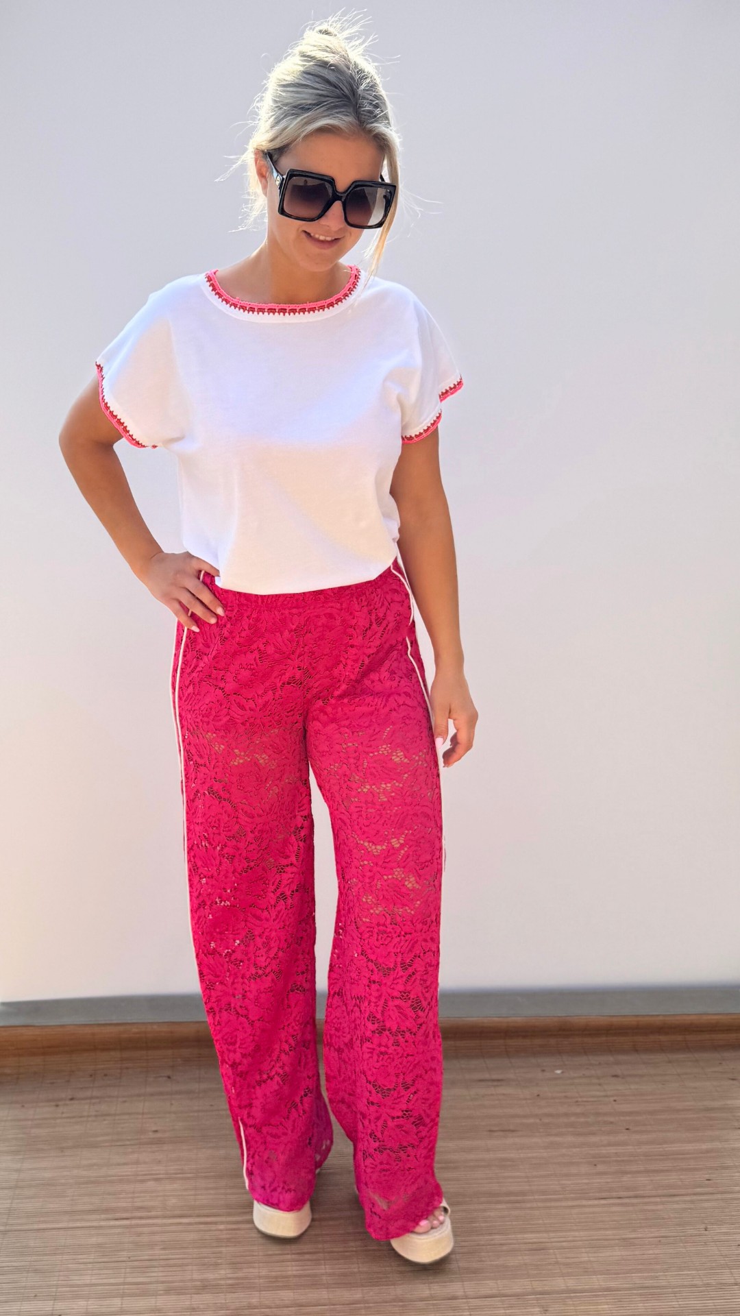 Lace Pants Fuchsia